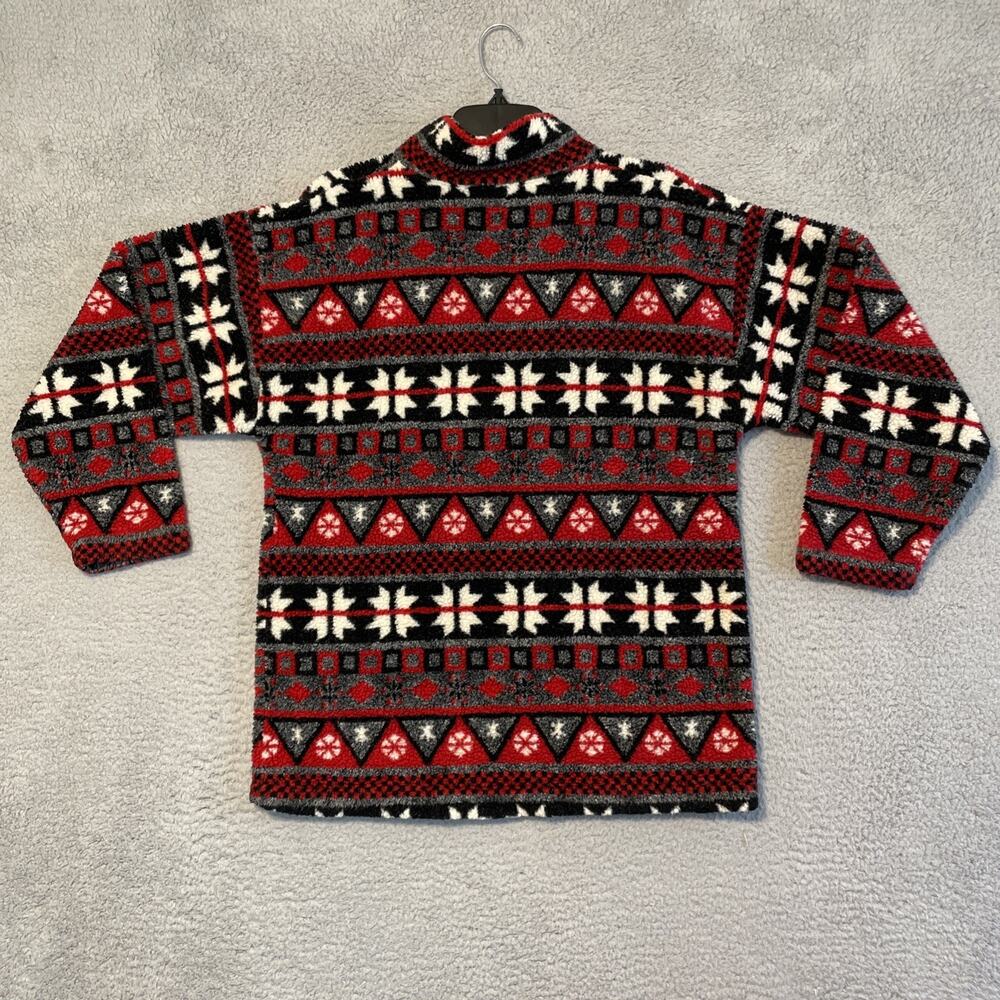 VTG TAPEMEASURE Womens S Red Black White Geometric Fleece Quarter Zip Pullover - Picture 10 of 14